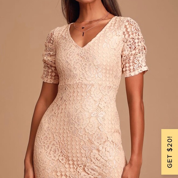 Lulus Pink Blush Lace Mini Dress with short sleeves NWOT - Picture 4 of 6